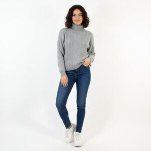 *Studio-London Grey Cable Knit Turtleneck Sweater